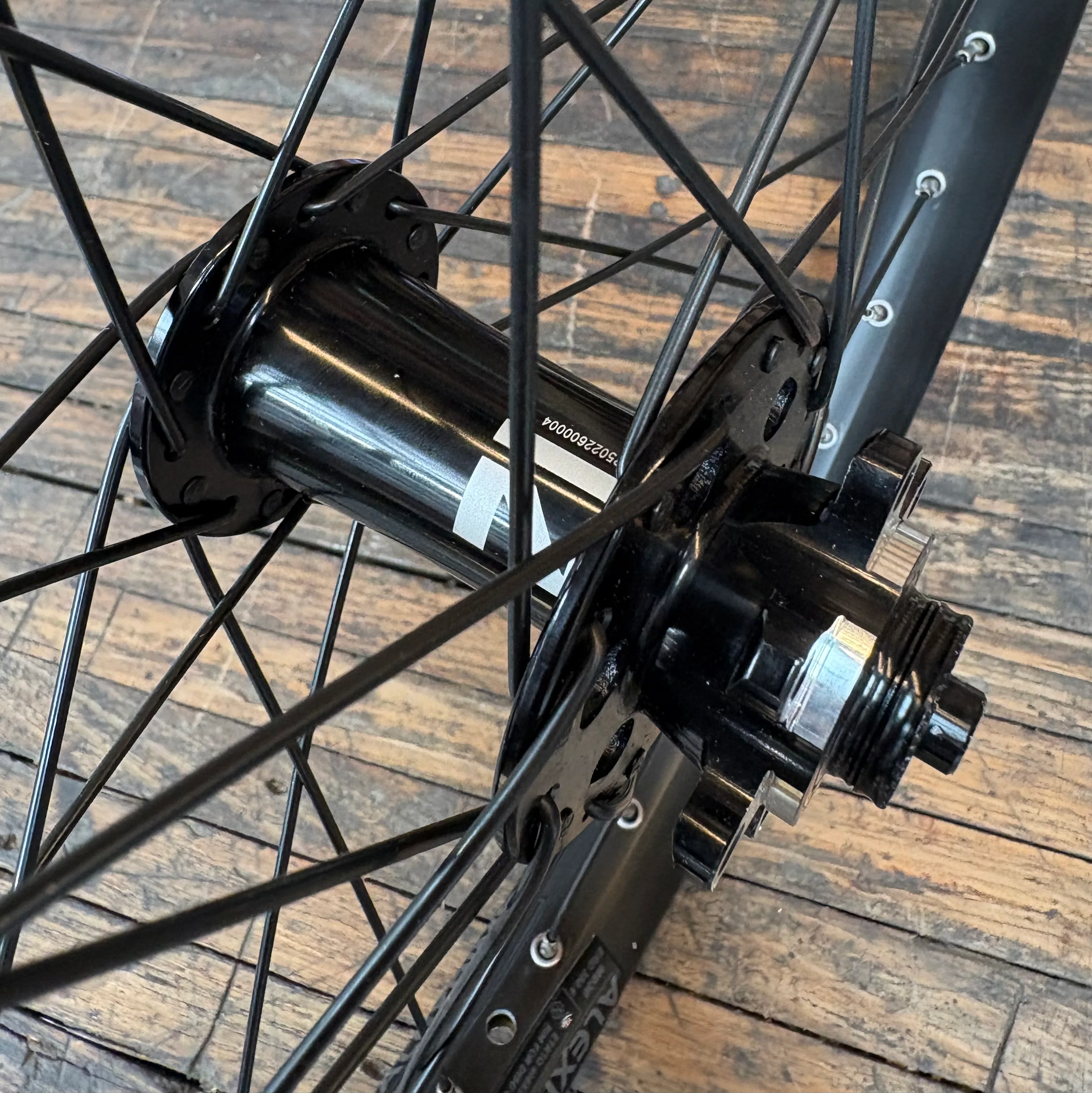 WHEEL - 20" Alex MD30 32H Black Rim, FRONT 3 in One (100mm OLD) 6 Bolt Disc Sealed Novatec Light Weight Black Hub, BLACK Spokes - Image 2